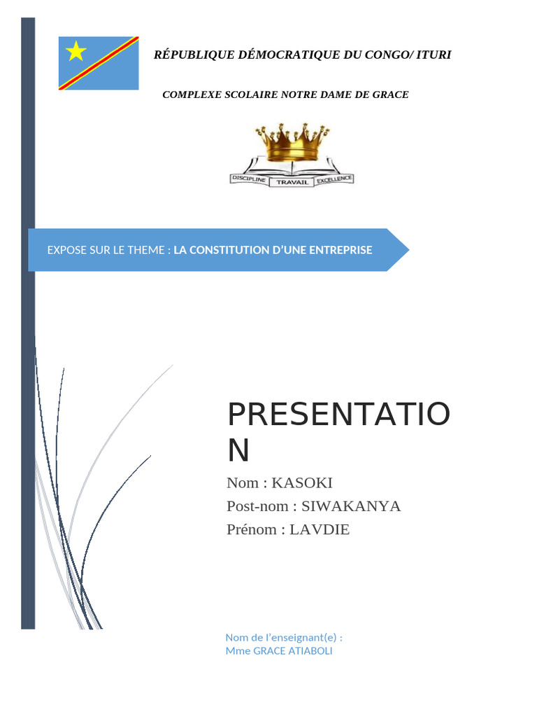 Constitution d'une entreprise en RDC | PDF | Business | Innovation