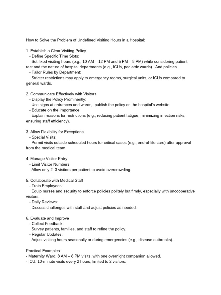 Optimizing Hospital Visiting Hours | PDF