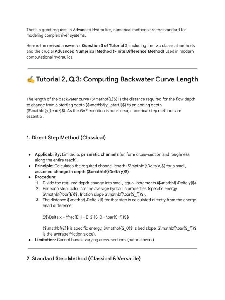 Advanced Methods for Backwater Curve Analysis | PDF | Equations ...