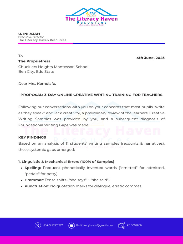 TLHR Creative Writing Training Proposal | PDF | Human Communication ...