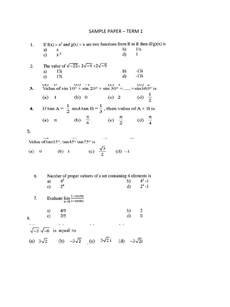 Sample Paper - Term 1 | PDF
