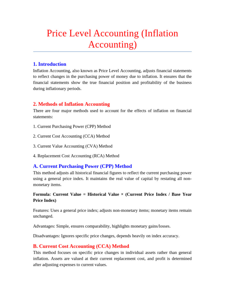 Understanding Inflation Accounting Methods | PDF | Historical Cost ...