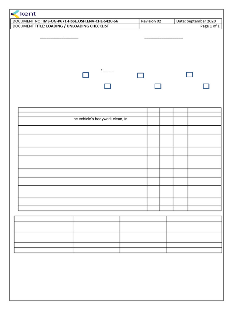 Loading and Unloading Safety Checklist | PDF | Vehicles | Transport