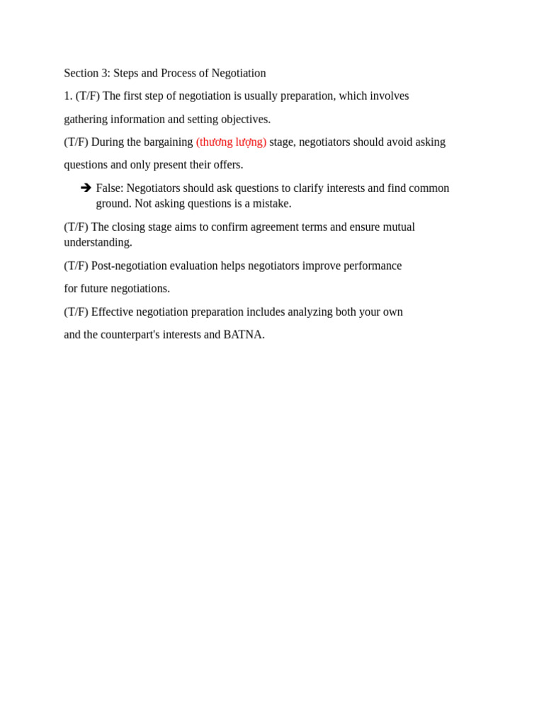 Steps in the Negotiation Process | PDF