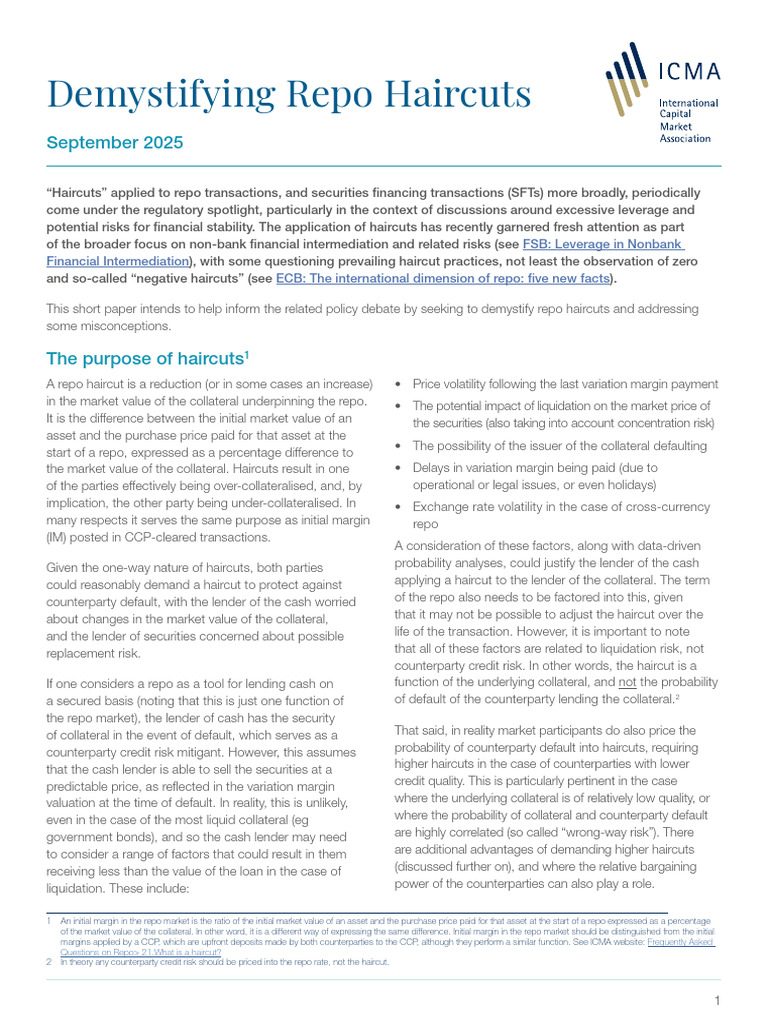 Understanding Repo Haircuts Explained | PDF | Repurchase Agreement ...