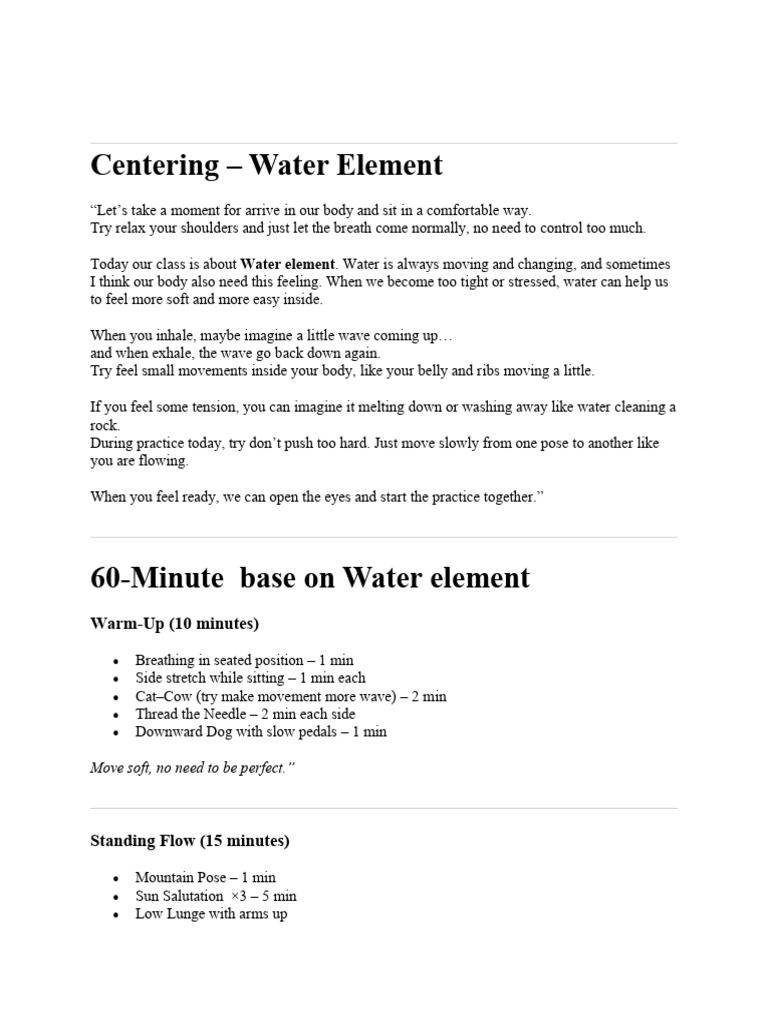 Centering - Water Element | PDF | Breathing