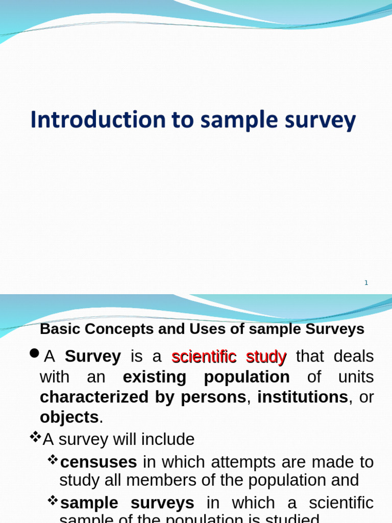 Sample Surveys: Concepts and Methods | PDF | Sampling (Statistics ...