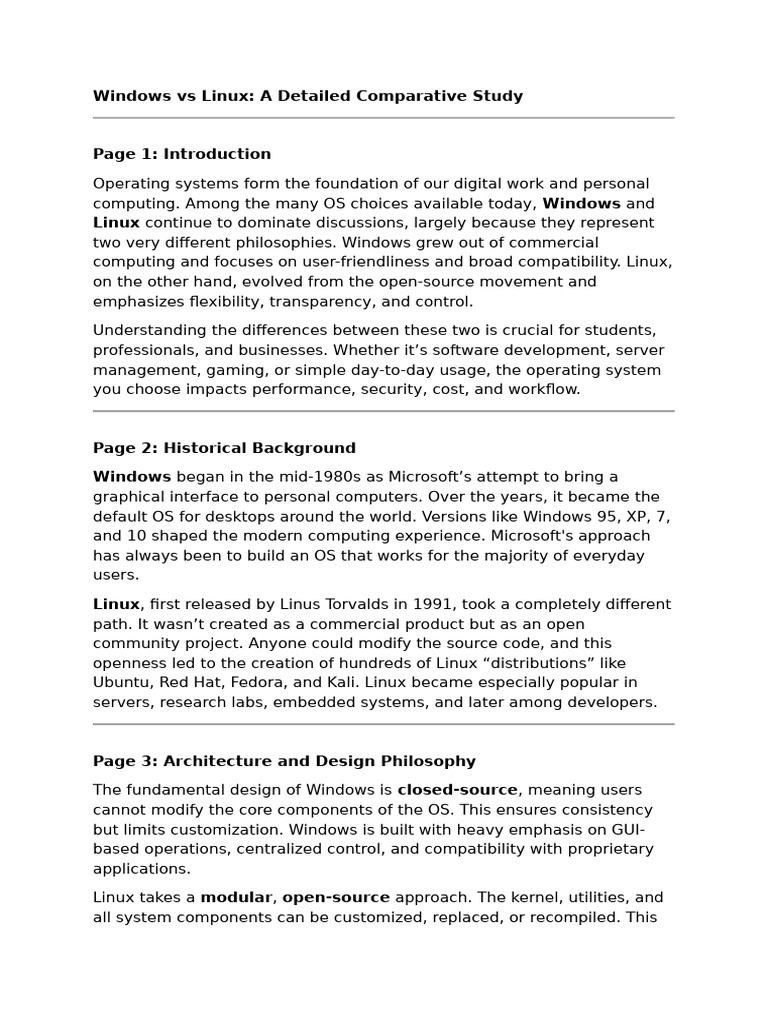 Windows Vs Linux | PDF | Linux | Microsoft Windows