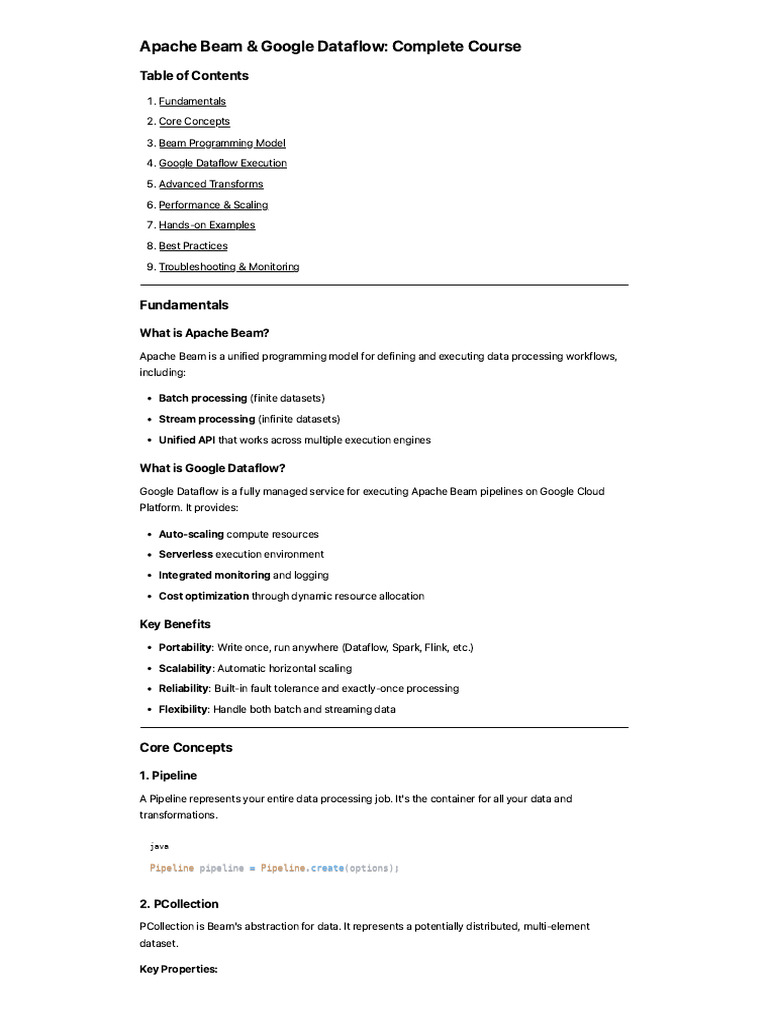 Apache Beam & Dataflow Course Guide | PDF | Software Engineering ...