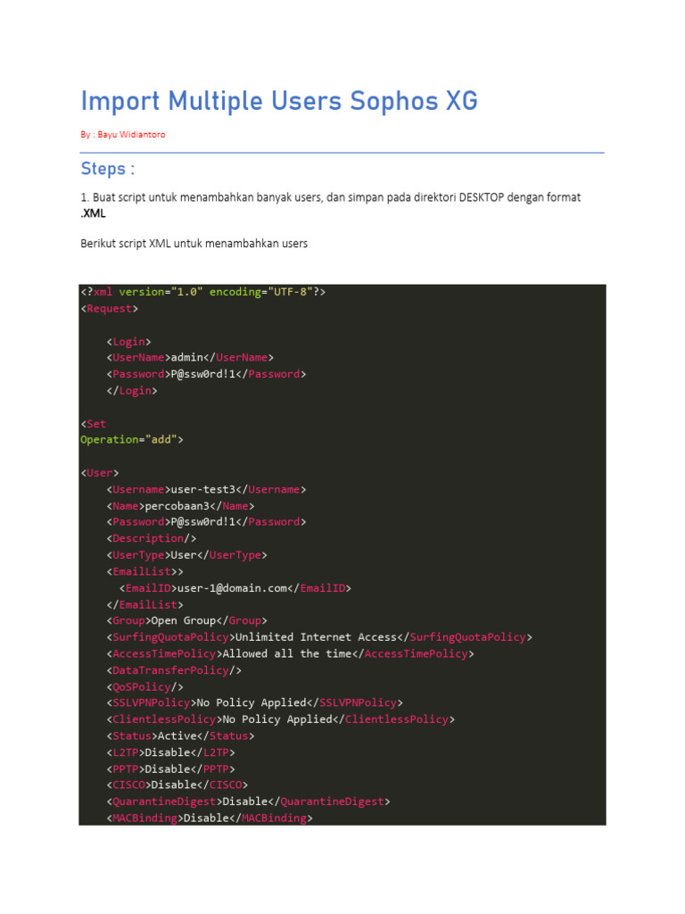 Import Multiple Users in Sophos XG | PDF | Computing | Microsoft Windows