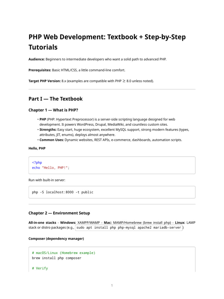 PHP Web Development - Textbook + Step-By-step Tutorials | PDF | Php | Login