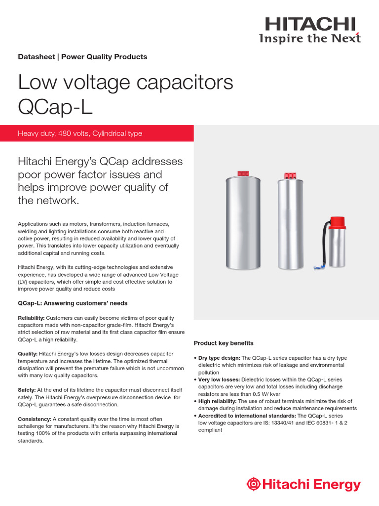 QCap-L Cylindrical 480 V HD r2 | PDF | Capacitor | Resistor