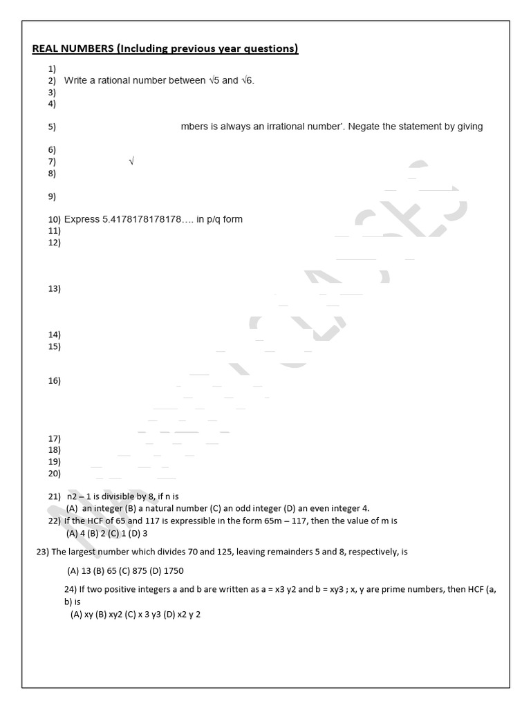 Real Numbers: Problems & Solutions | PDF | Numbers | Prime Number