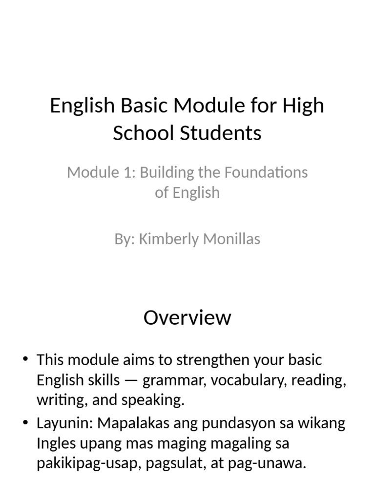 English Basic Module With Questionnaire | PDF | English Language | Part ...