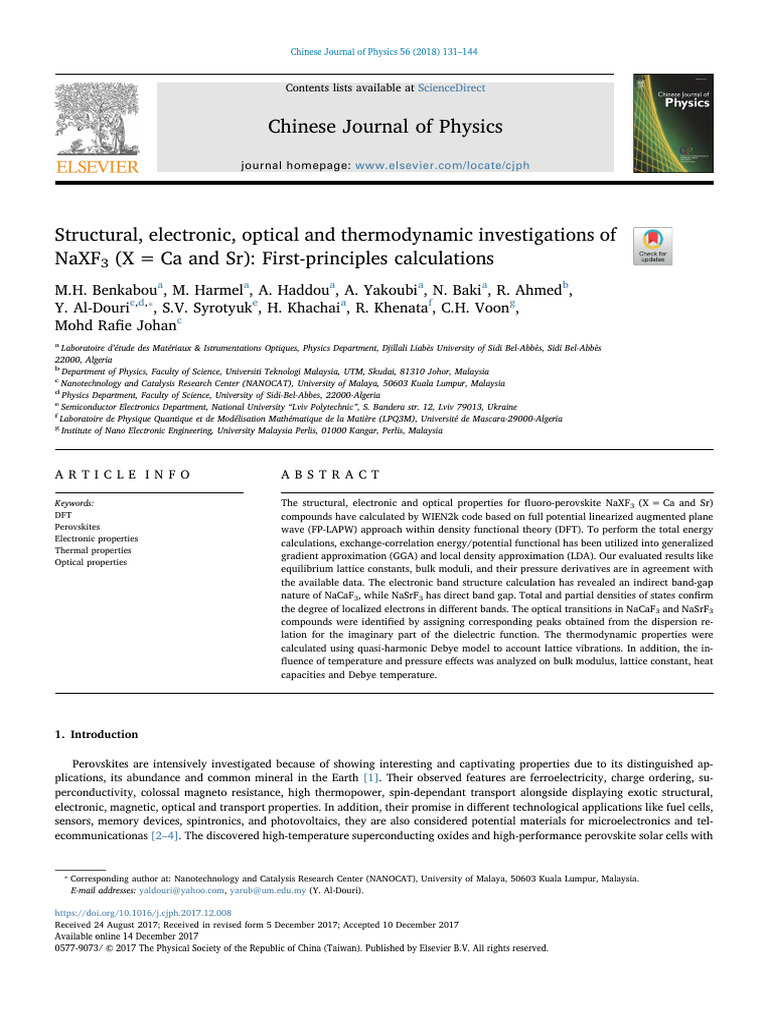 Structural, Electronic, Optical and Thermodynamic Investigations of ...