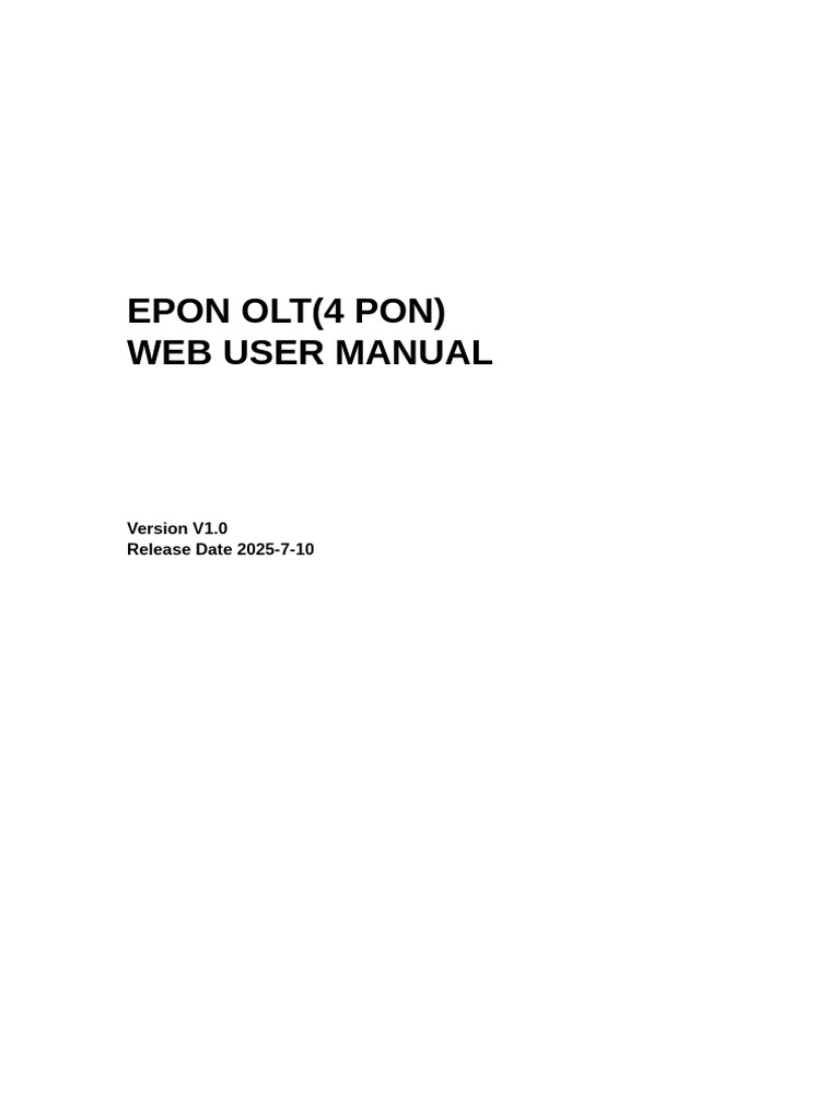 (English) Epon Olt (v1600d4 (d2) - L) Web User Manual - v1.0 | PDF ...