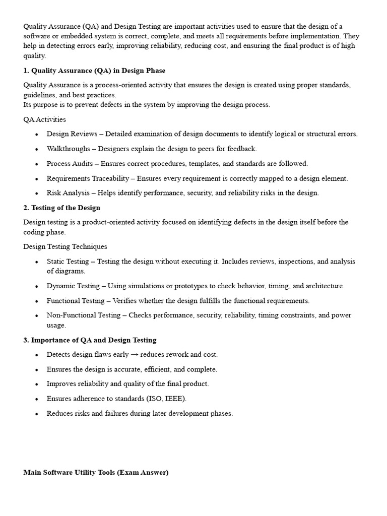 QA and Design Testing in Software Development | PDF | Software Testing ...