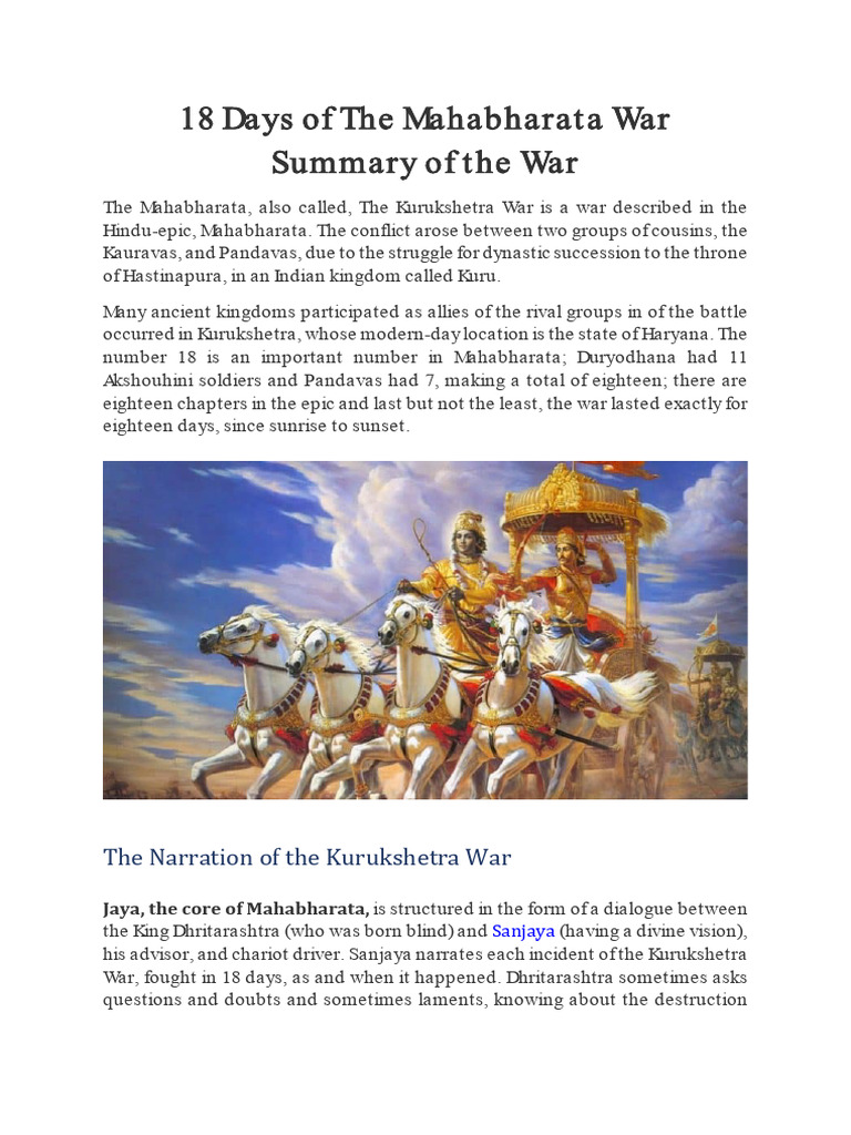 18 Days of the Mahabharata War Summary | PDF | Hindu Mythology ...