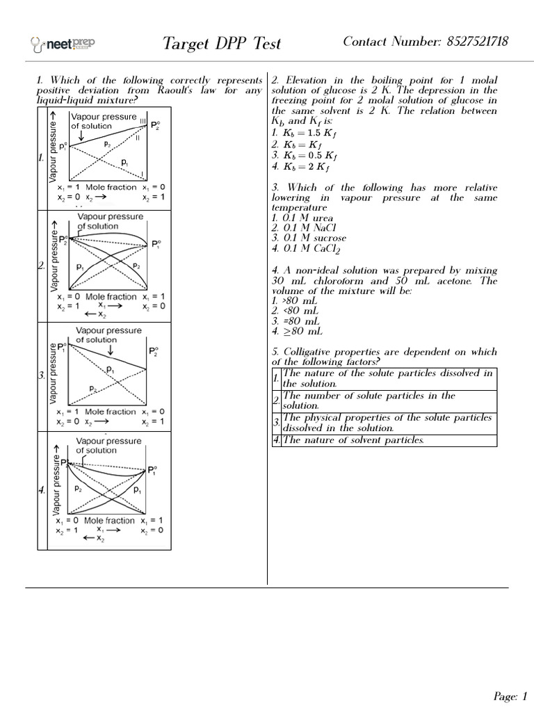 Target Dpp Test | PDF | Mole (Unit) | Physical Chemistry