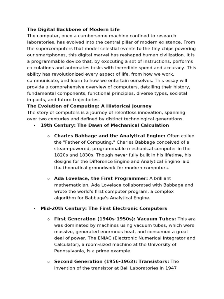 The Evolution and Impact of Computers | PDF | Central Processing Unit ...