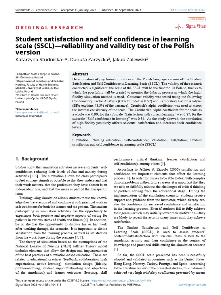Polish SSCL Scale: Validity & Reliability | PDF