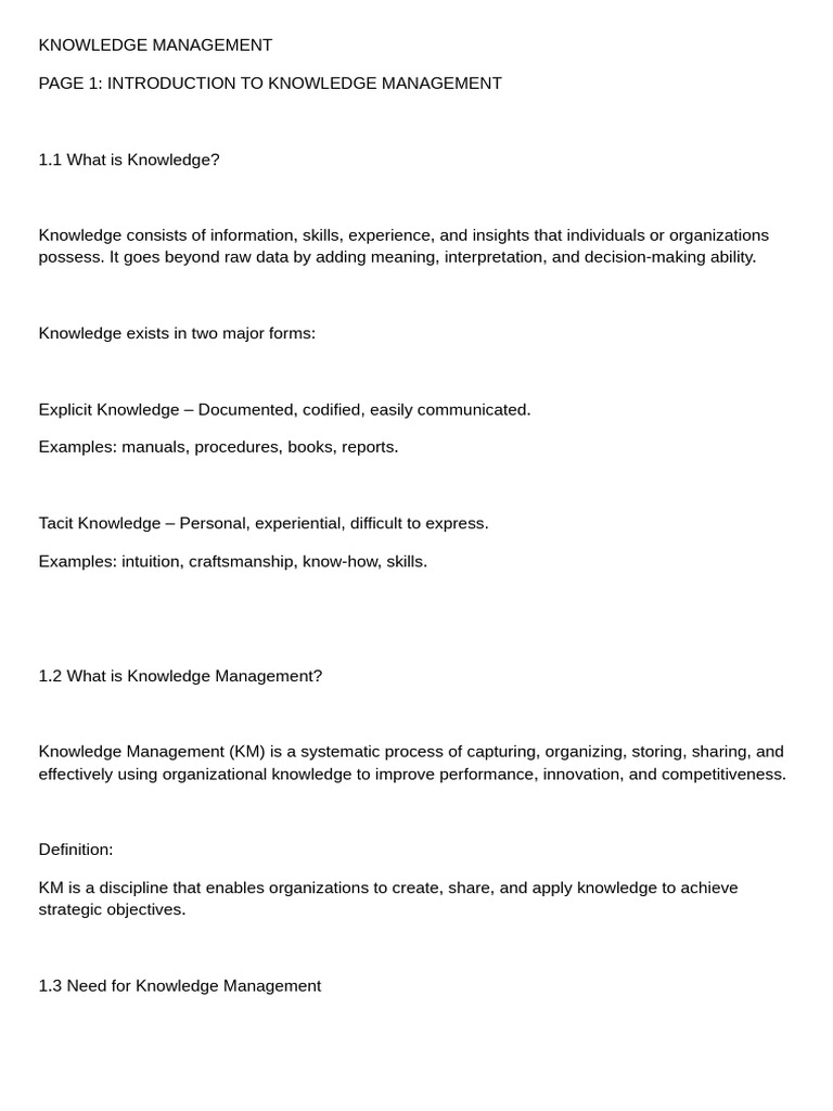 Knowledge Management Essentials Guide | PDF | Knowledge Management ...