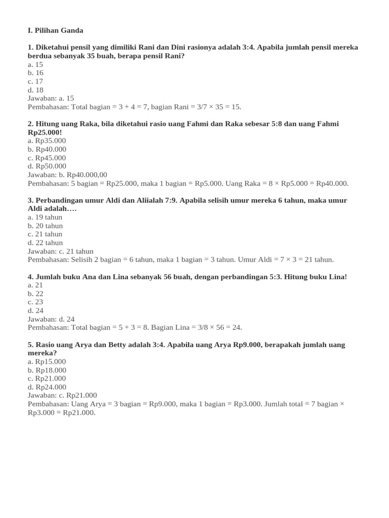 Soal dan Pembahasan Rasio Matematika | PDF