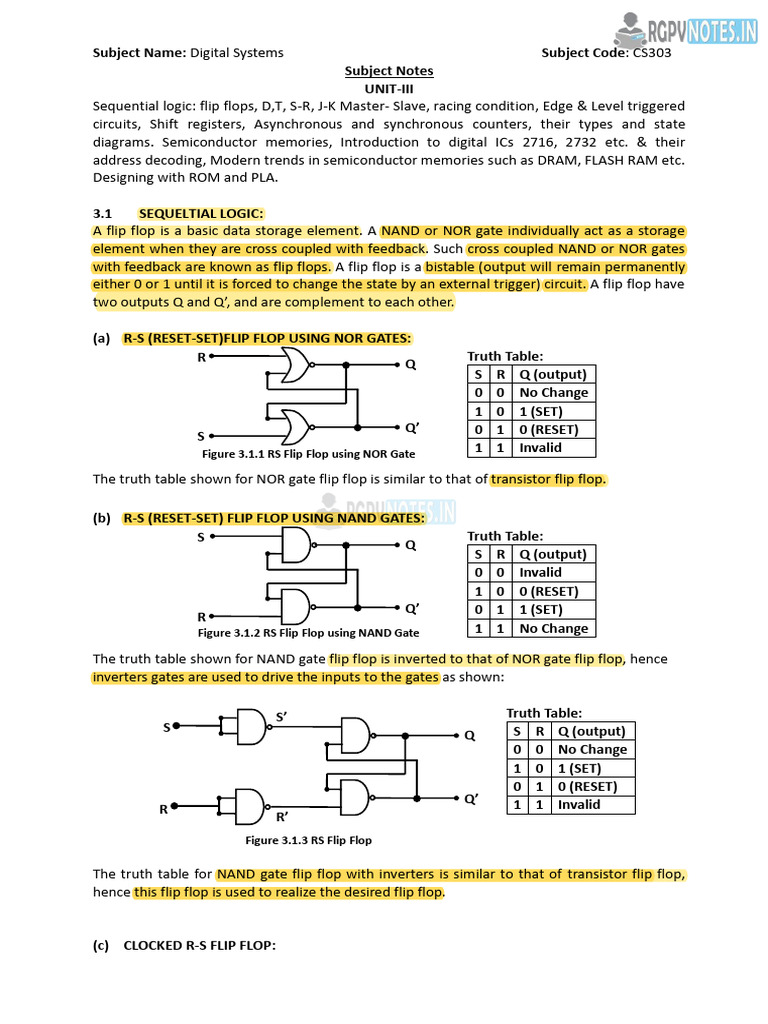Unit 3 - Digital Systems - WWW - Rgpvnotes.in | PDF | Computer Memory ...