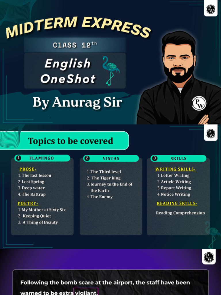 12 Class English Marathon Notes by Anurag Sir | PDF