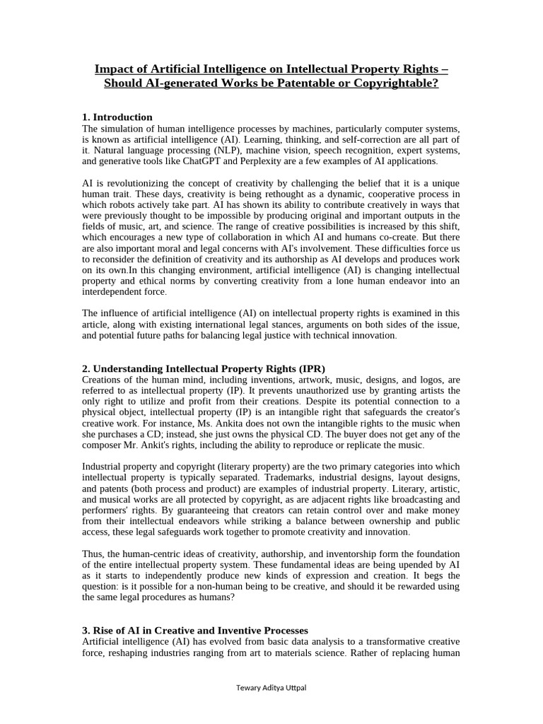 AI's Impact on Intellectual Property Rights | PDF | Intellectual ...