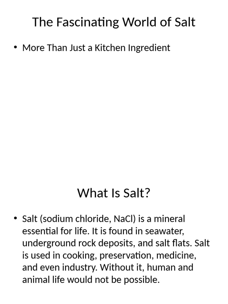 Salt Presentation Detailed PDF Salt Chemical Substances