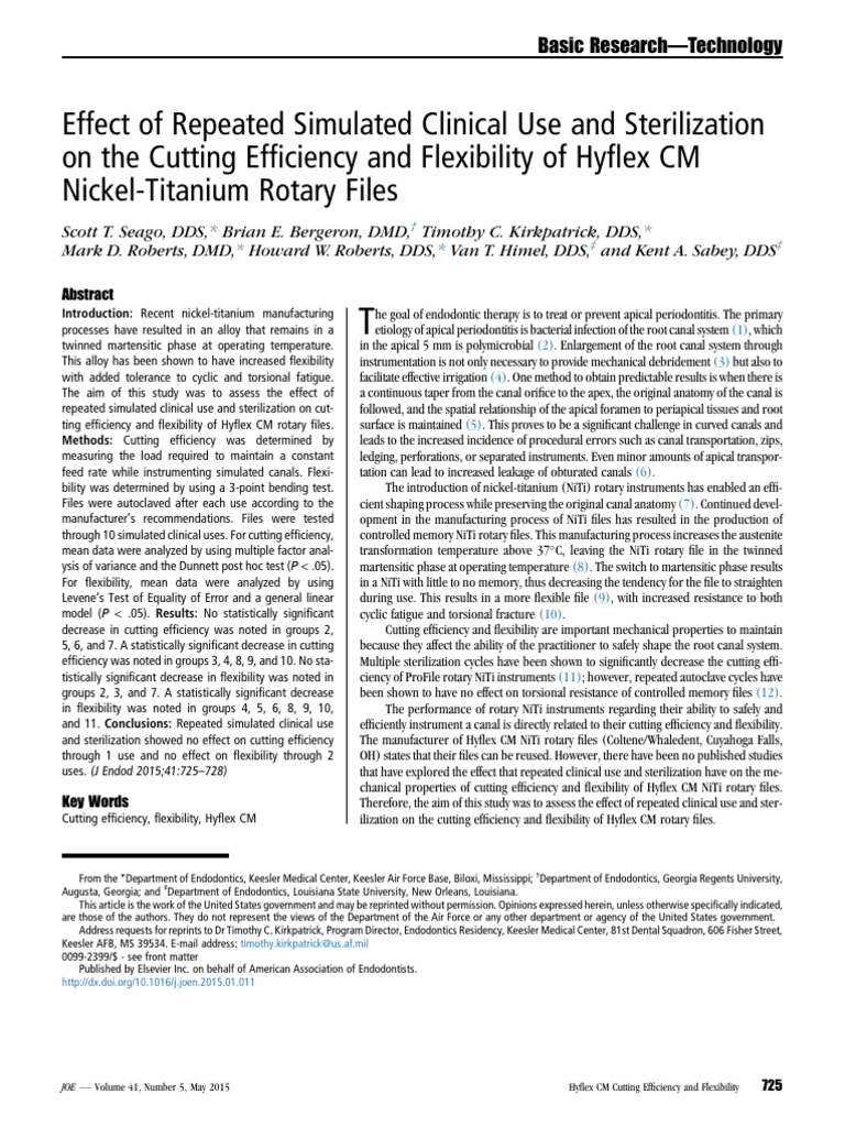 Effect of Repeated Simulated Clinical Use and Sterilization | PDF