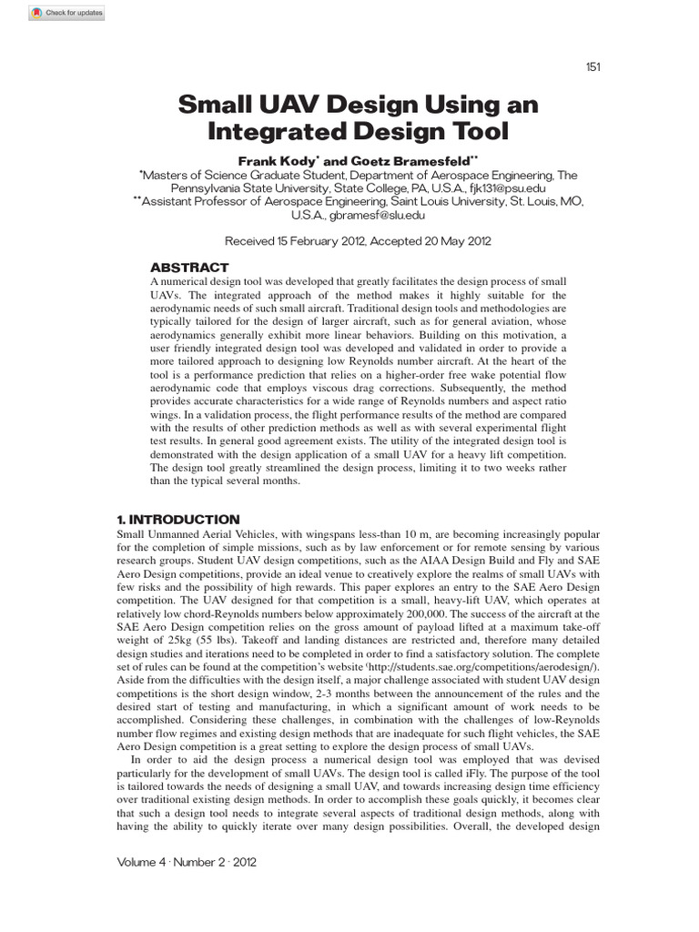 Kody Bramesfeld 2012 Small Uav Design Using An Integrated Design Tool ...