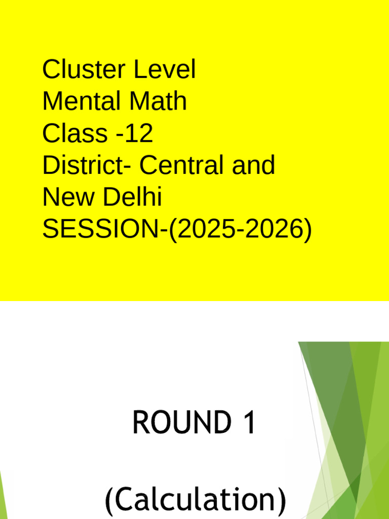 NEW Updated CLASS 12 Cluster Level Mental Math | PDF