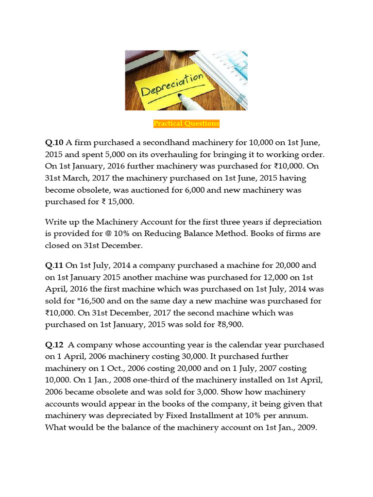 Depreciation Q.10 To 15 | PDF | Depreciation | Business Economics