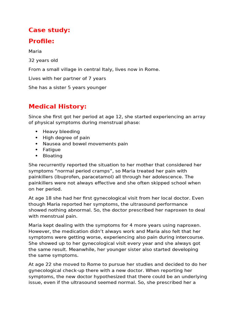 Case Study - Maria (Group Project) | PDF | Anxiety | Pain
