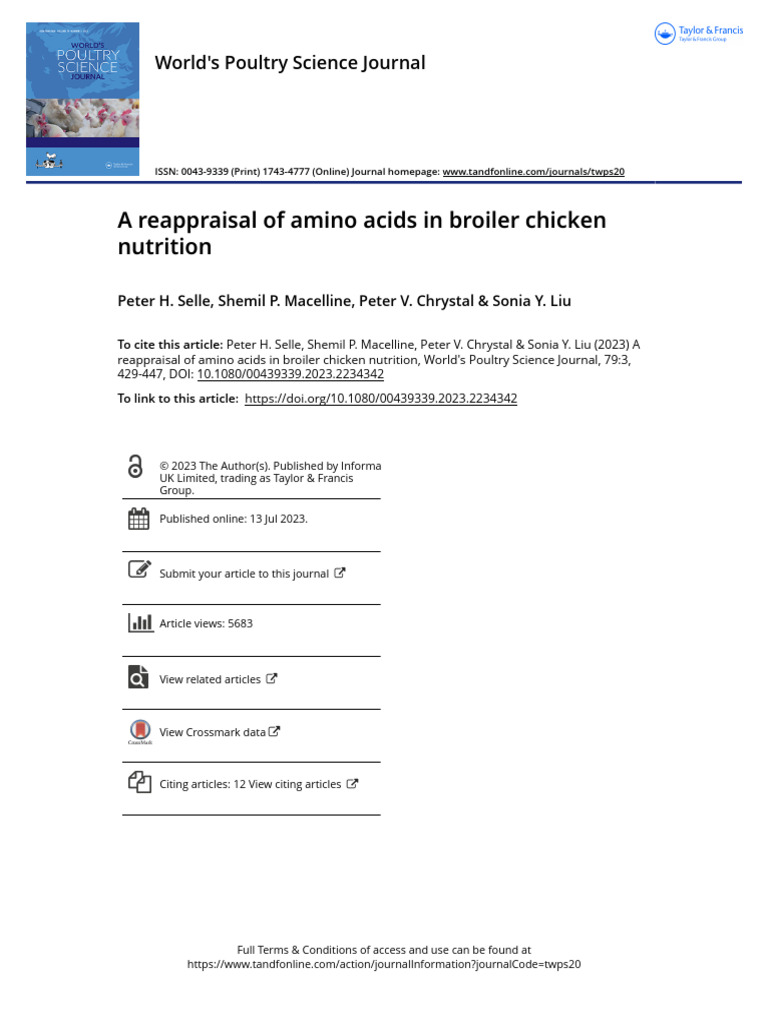 A Reappraisal of Amino Acids in Broiler Chicken Nutrition | PDF | Amino ...