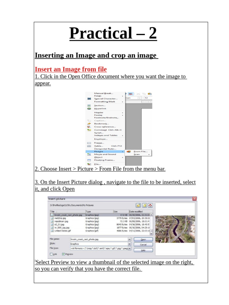 Insert and Crop Images in OpenOffice | PDF