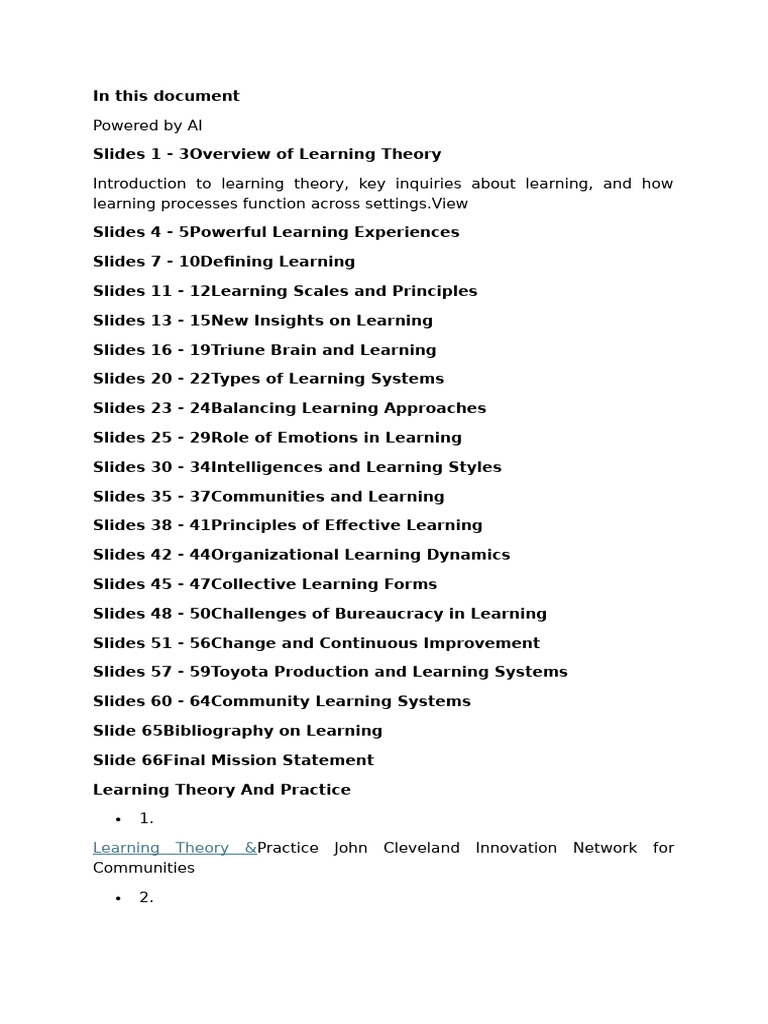 Insights on Learning Theory and Practice | PDF | Learning | Knowledge