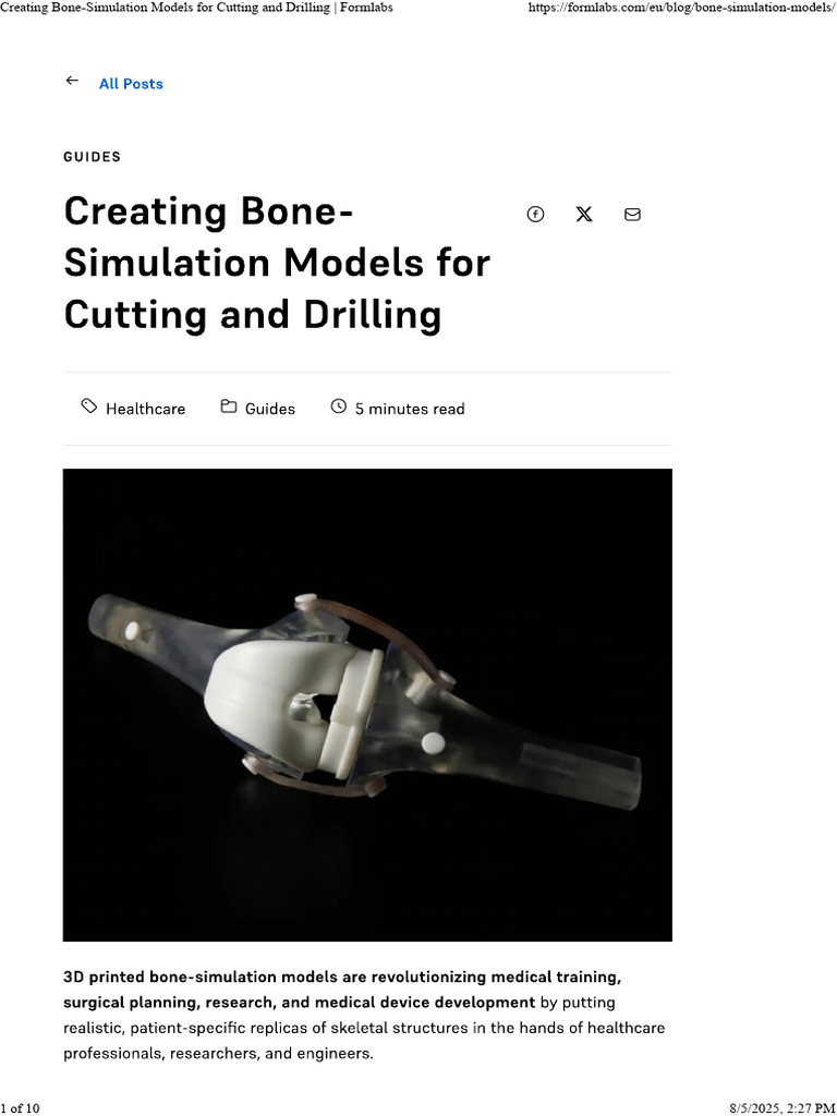 Creating Bone-Simulation Models For Cutting and Drilling - Formlabs | PDF