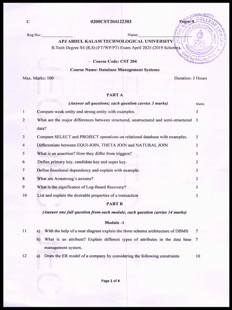 Database Management Systems Exam Guide | PDF | Relational Model | Data ...