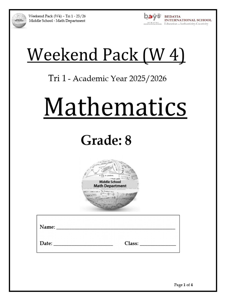 Weekend Pack (W 4) : Mathematics | PDF | Numbers | Mathematics