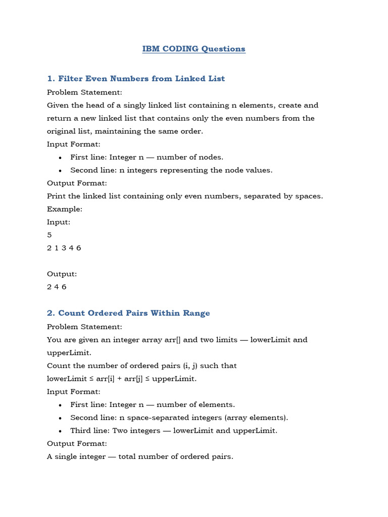 IBM Coding Questions and Solutions | PDF | String (Computer Science ...