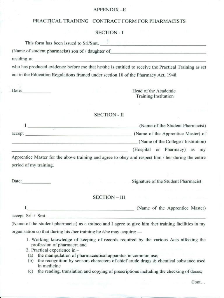 Practical Training Form Appendix E Pdf