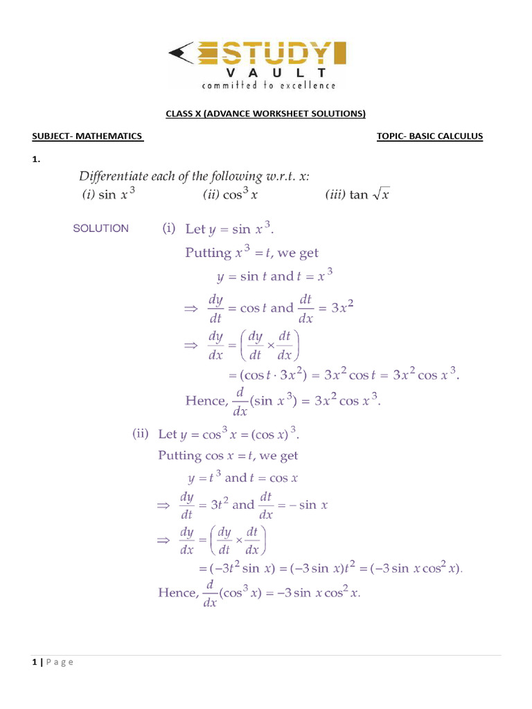 Class X Basic Calculus Solutions | PDF