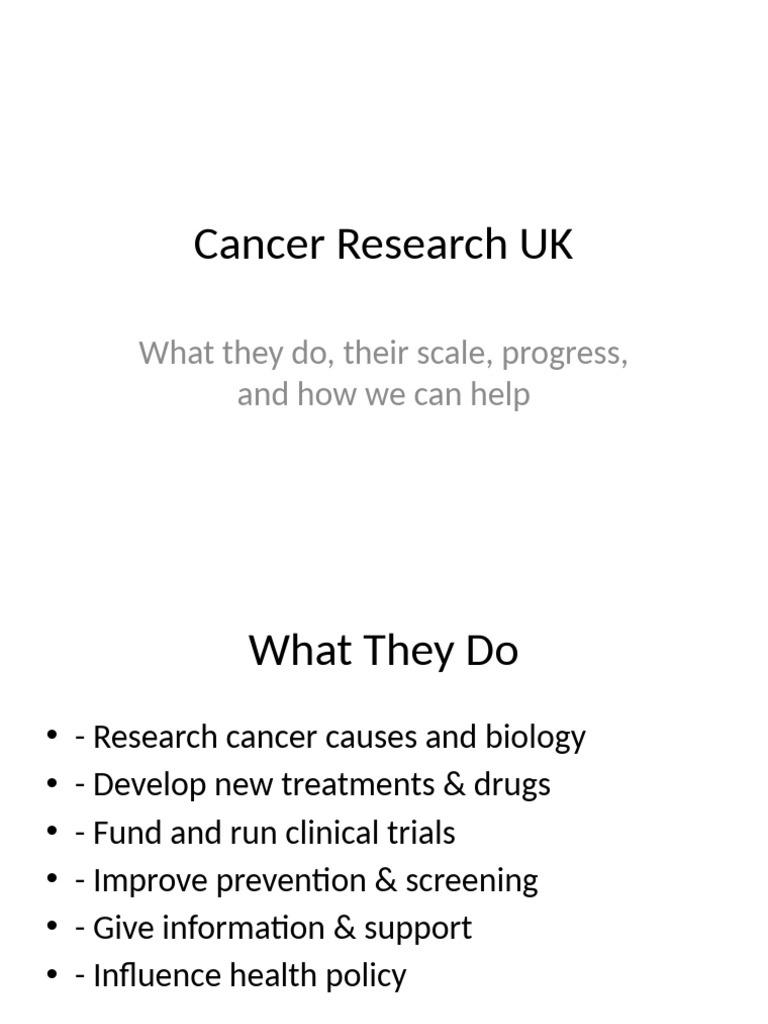 Cancer Research UK: Impact and Support | PDF