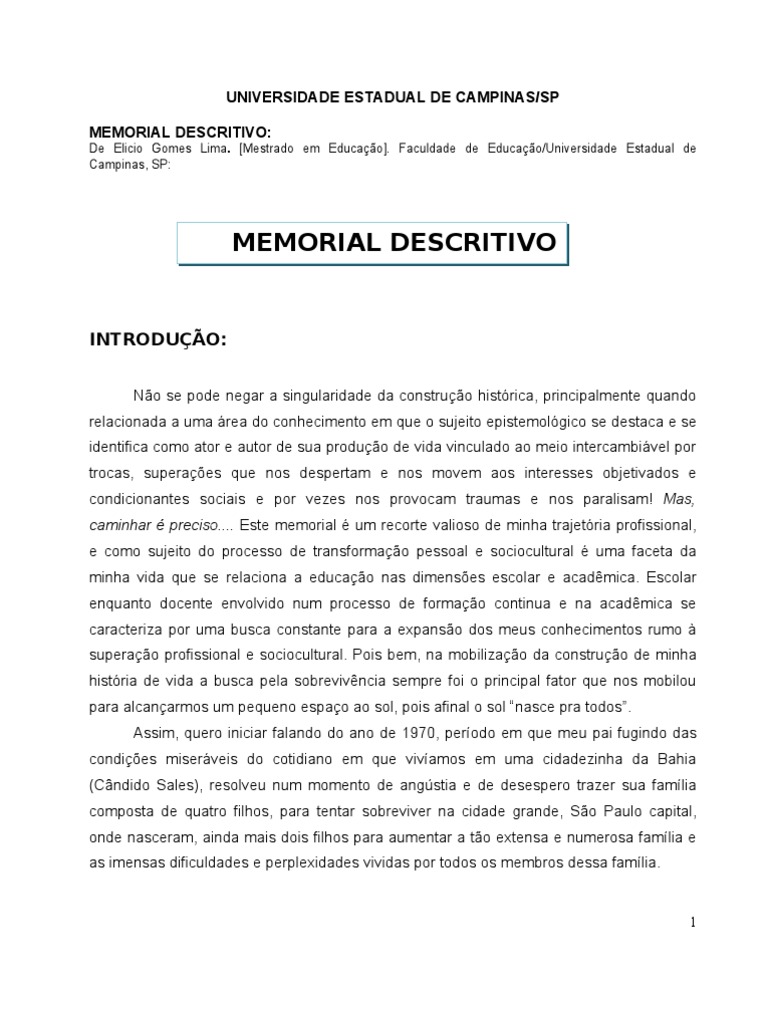 Memorial Descritivo