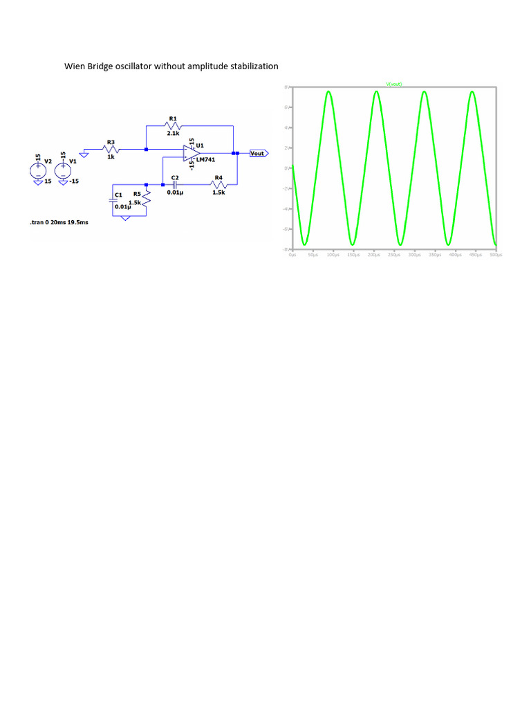 Wien Bridge Oscillator Without Amplitude Stabilizatio1 | PDF