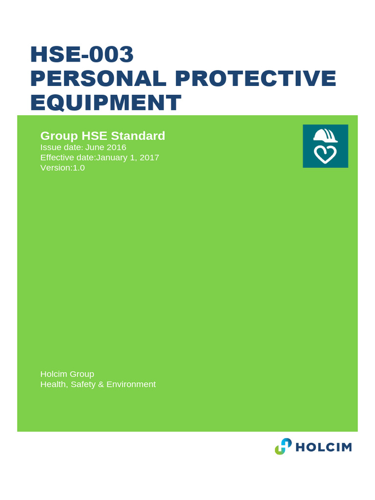Holcim PPE Management Standards Guide | PDF | Personal Protective ...