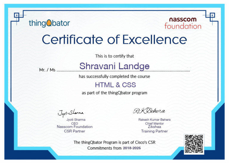 ShravaniLandge Course-Excellence | PDF